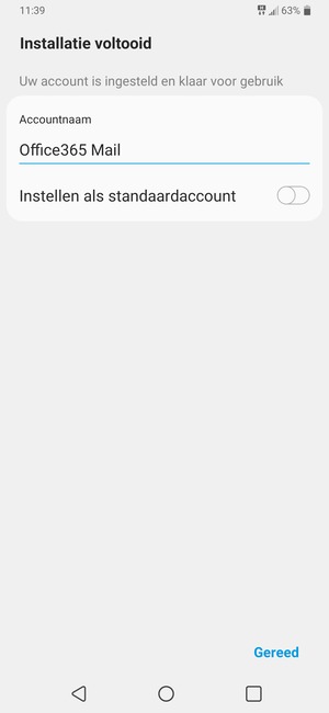 Geef uw account een naam en selecteer Gereed
