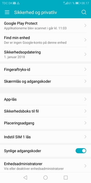 Vælg Indstil SIM lås
