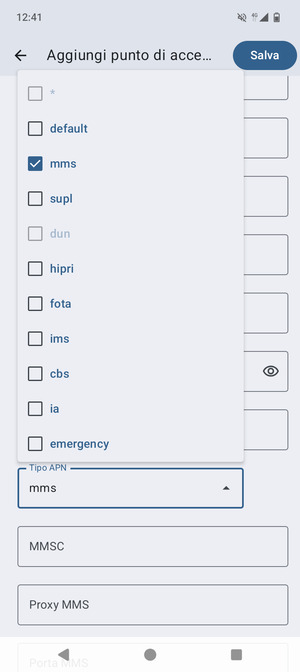Spunta la casella di controllo mms