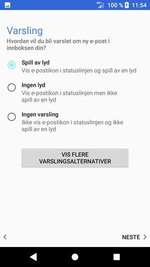 Velg ønsket alternativ og velg NESTE