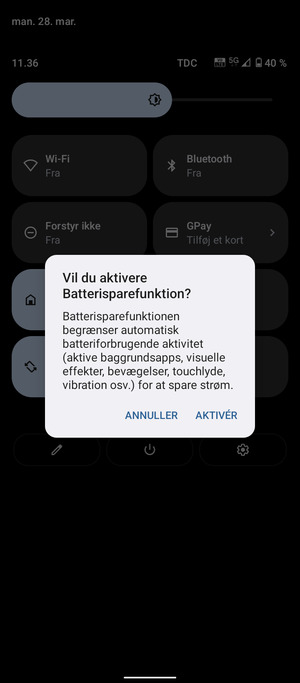 Vælg AKTIVÉR