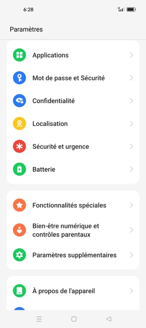 Faites défiler  et sélectionnez Batterie
