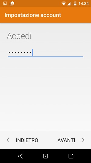 Inserisci la tua password e seleziona AVANTI