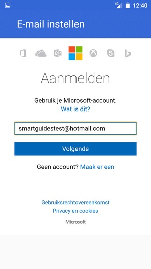 Voer uw e-mailadres in en selecteer Volgende