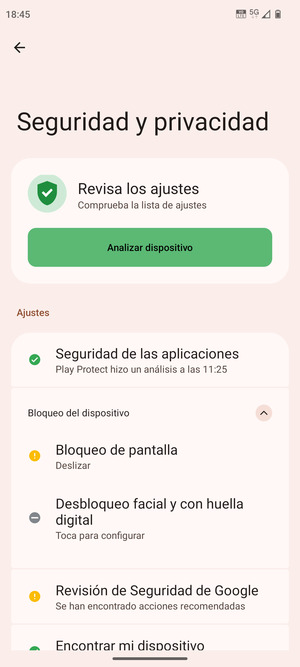 Seleccione Bloqueo de pantalla