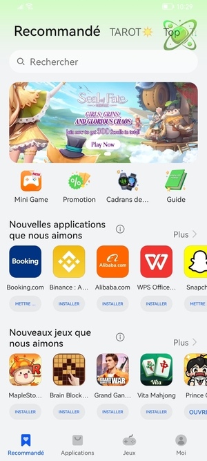 Sélectionnez la barre de Recherche