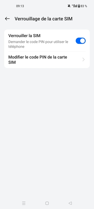 Sélectionnez Modifier code PIN de la carte SIM