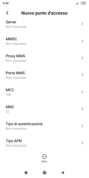 Scorri verso il basso e inserisci le informazioni degli MMS