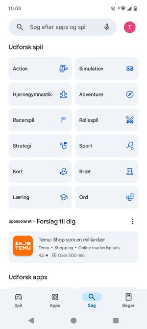 Vælg søgefeltet