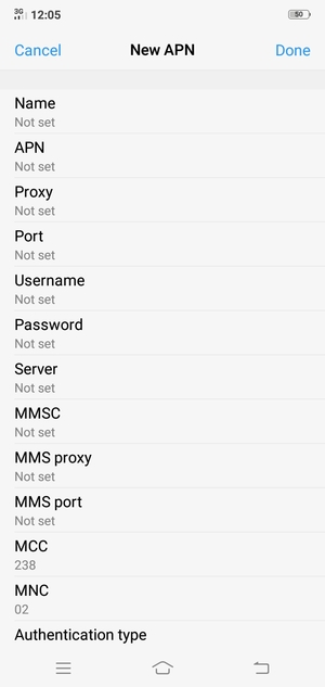 Enter MMS information