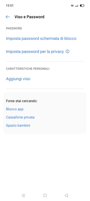 Seleziona Imposta password schermata di blocco