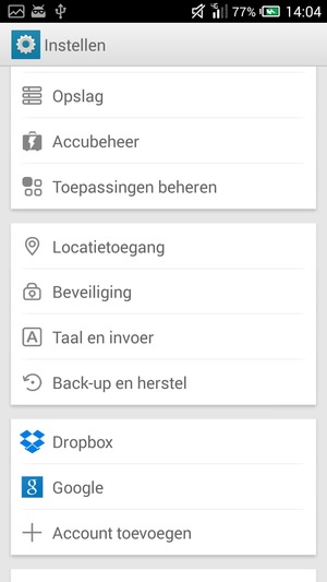 Om de pin voor de simkaart te wijzigen, keert u terug naar het menu Instellen,  selecteer Beveiliging