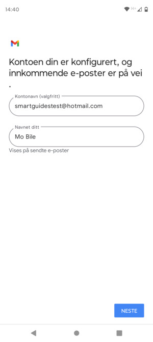 Gi kontoen din et navn, og skriv inn navnet ditt. Velg NESTE