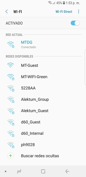 Ahora está conectado a la red Wi-Fi