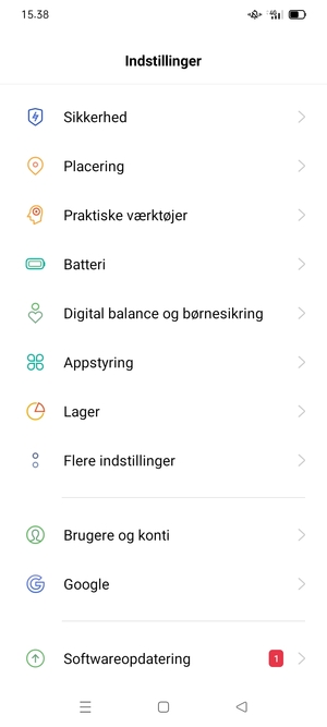 Scroll til og vælg Sikkerhed