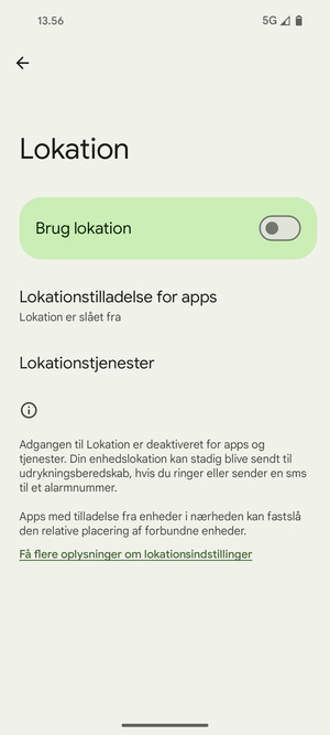 Slå Brug lokation fra