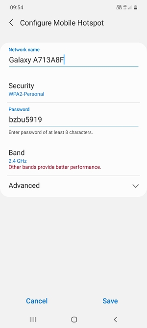 Enter a password of at least 8 characters and select Save