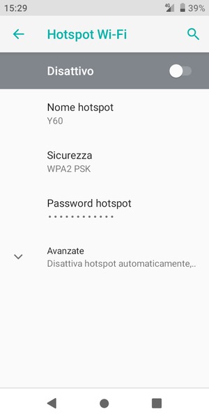 Seleziona Password hotspot