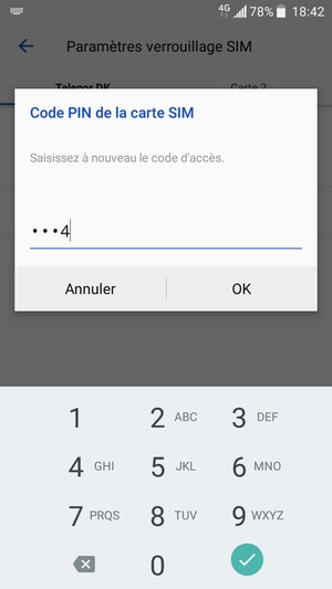 Veuillez confirmer votre nouveau code PIN et sélectionner OK