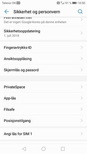 Velg Angi lås for SIM