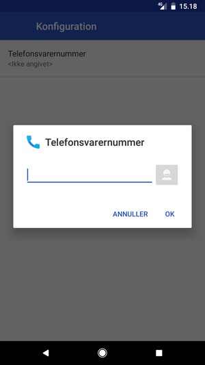 Indtast Telefonsvarernummer og vælg OK
