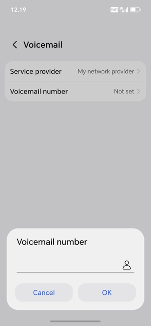 Enter the Voicemail number and select OK