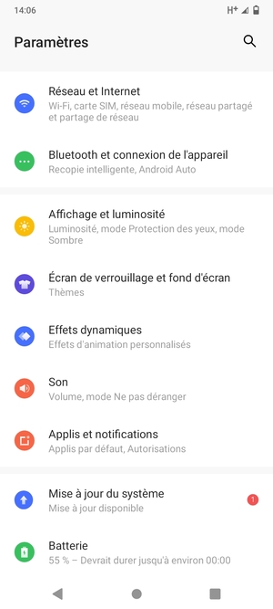 Sélectionnez Réseau et Internet