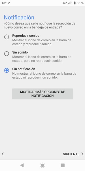 Seleccione la opción deseada y seleccione SIGUIENTE