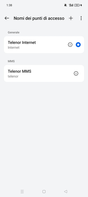 Seleziona il tasto Menu