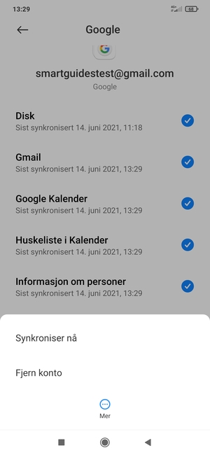 Velg Synkroniser nå