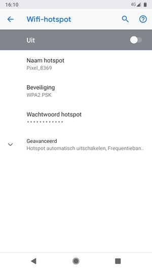 Selecteer Wachtwoord hotspot
