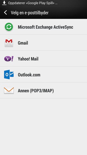 Velg Annen (POP3/IMAP)