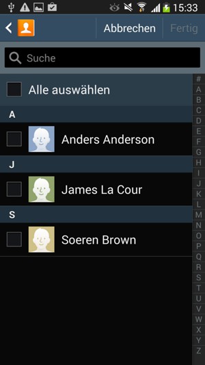 Aktivieren Sie das Kontrollkästchen Alle auswählen