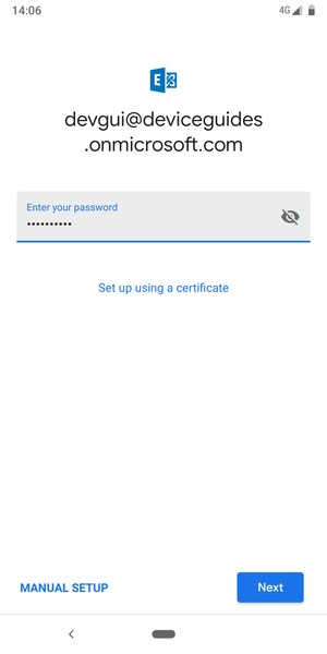 Enter your password and select MANUAL SETUP