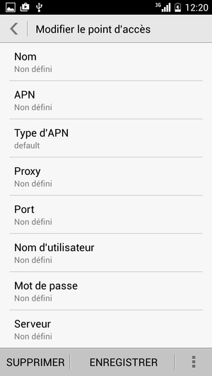 Saisissez les informations MMS