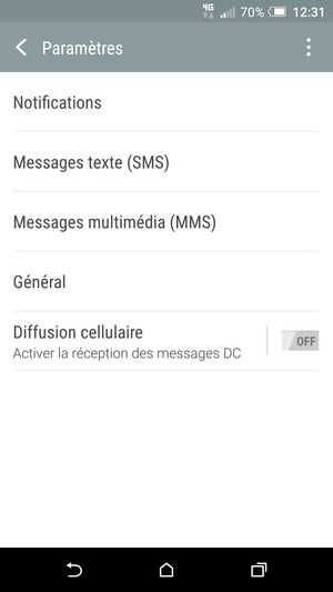 Sélectionnez Messages texte (SMS)