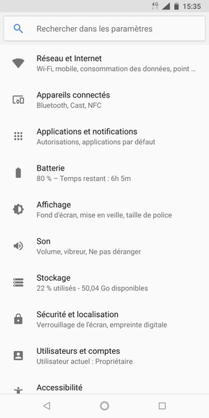 Sélectionnez Réseau et Internet