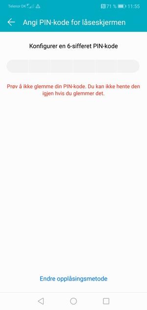 Velg Endre opplåsningsmetode