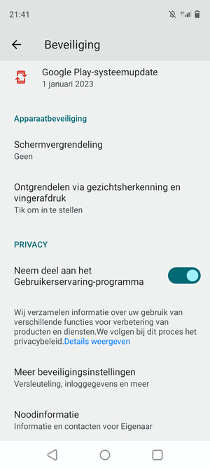 Om de pin voor de simkaart te wijzigen, gaat u naar het menu Beveiliging en selecteert u Meer beveiligingsinstellingen