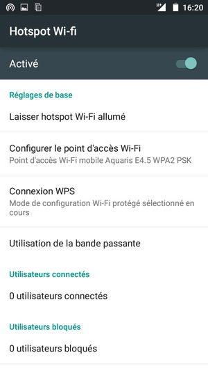 Votre téléphone est maintenant configuré pour être utilisé comme modem