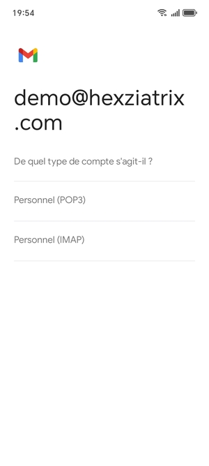 Sélectionnez Personnel (POP3) ou Personnel (IMAP)