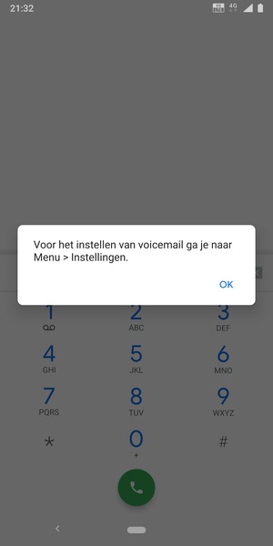 Als uw voicemail niet geïnstalleerd is, selecteert u OK