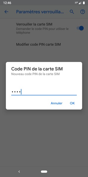 Saisissez votre Nouveau code PIN de la carte SIM et sélectionnez OK