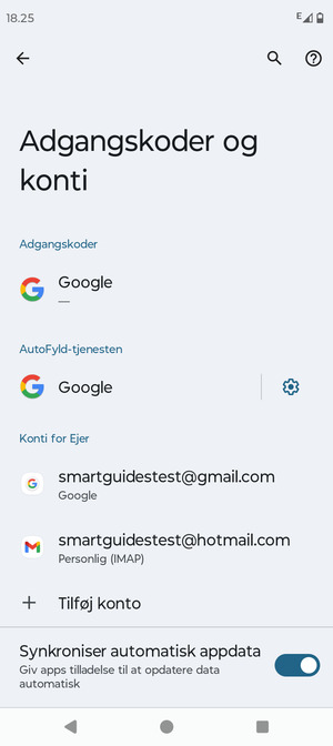 Vælg din Google konto