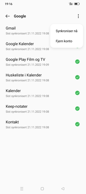 Velg Synkroniser nå