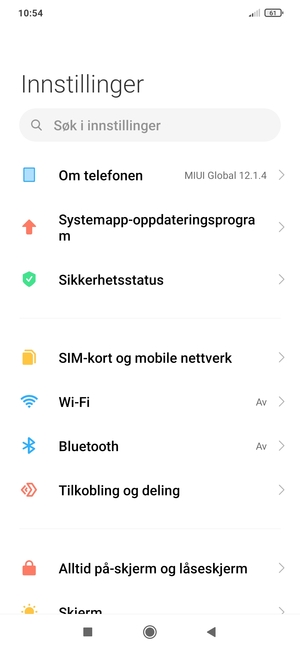 Velg Tilkobling og deling