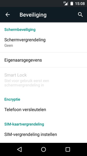 Om de pin voor de simkaart te wijzigen, keert u terug naar het menu Beveiliging en scrollt u naar en selecteert SIM-vergrendeling instellen
