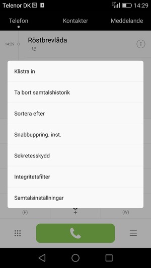 Välj Samtalsinställningar
