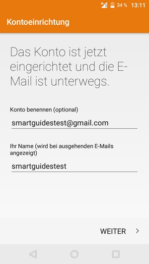 Geben Sie Ihrem Konto einen Namen und geben Sie Ihren Namen ein. Wählen Sie WEITER