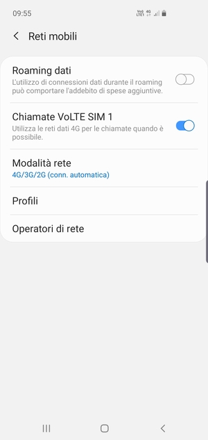 Per modificare la rete, in presenza di problemi, seleziona Operatori di rete
